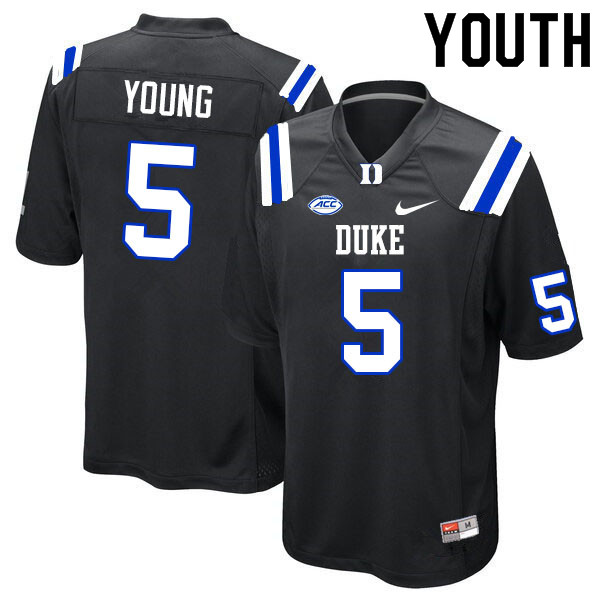 Youth #5 Datrone Young Duke Blue Devils College Football Jerseys Sale-Black